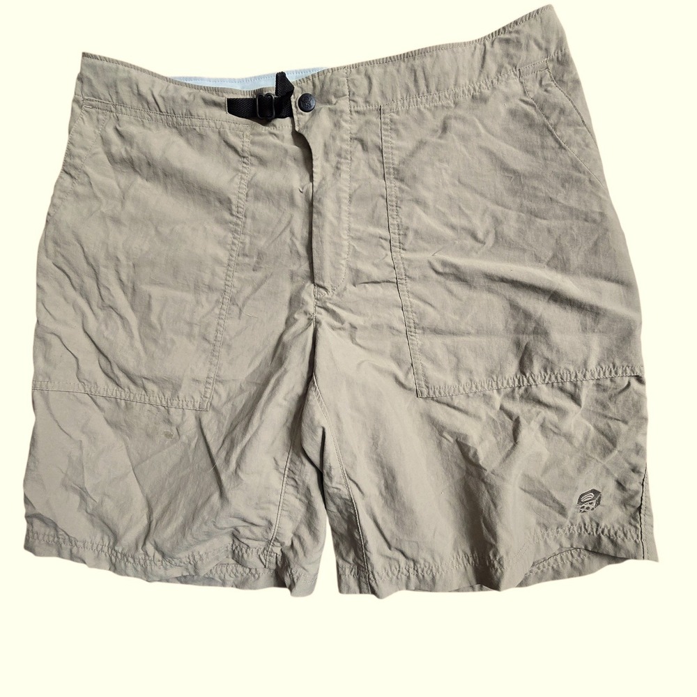 Mountain Hardwear Mens OM1880 Nylon Hiking Shorts Khaki Tan‎ Large Belted Trail